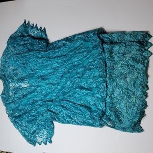 Vintage Brilliante by J.A. Sm Teal Blouson Dress